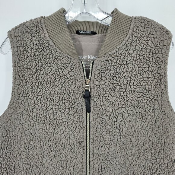 Calvin Klein Performance Vest Womens Medium Sherpa Fleece Zip Pockets Windproof - Picture 2 of 11